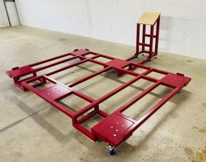 A powder coated bespoke unit used to transport goods