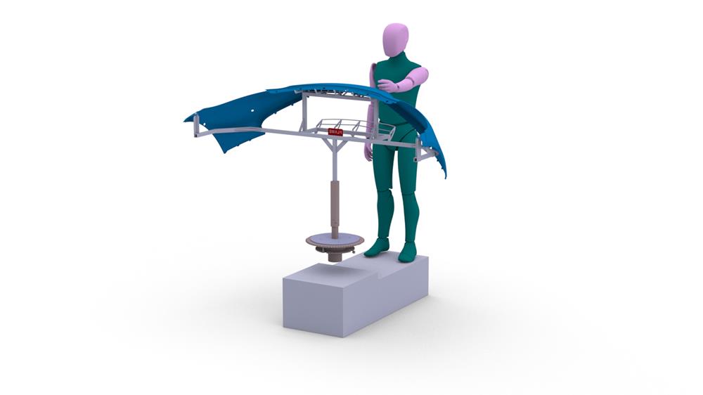A CAD model of a paint fixture