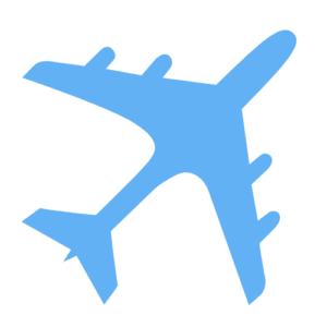 Icon of an aeroplane in blue