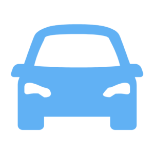 Icon of the front view of a car in blue